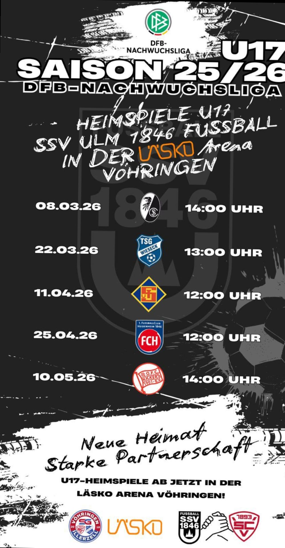 SSV Ulm 1846 Fussball, Saison 2025/26 DFB-Nachwuchsliga U17 Heimspiele in Vöhringen, LÄSKO-Arena